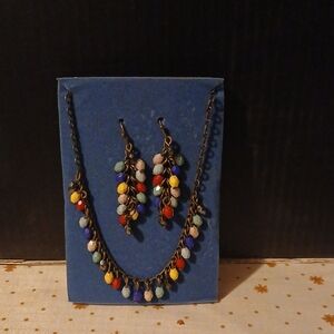 Multicolor Anklet and Earring Set